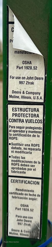 image for item NR9816 2009 John Deere 997 ZTrak ZTR lawn mower