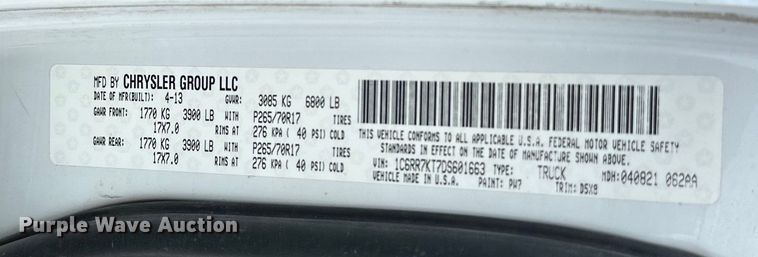 image for item NR9881 2013 Dodge  Ram 1500 Crew Cab pickup truck