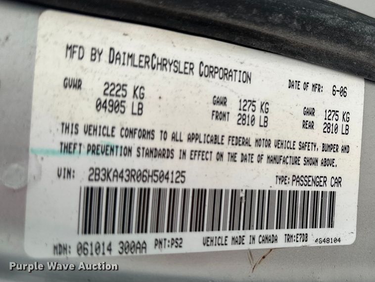 image for item NT9154 2006 Dodge Charger 