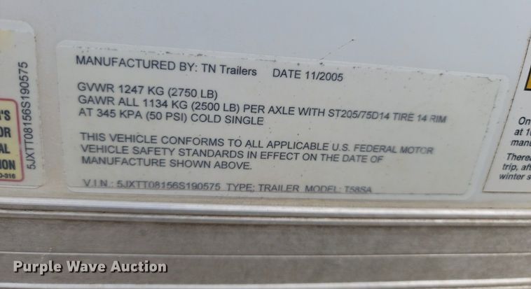 image for item NZ9779 2006 TN Trailers Talon enclosed cargo trailer