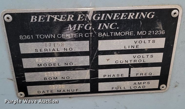 image for item NZ9786 2000 Better Engineering  F4000P parts washer