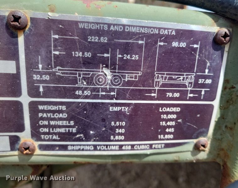 image for item NZ9807 1991 D&S Mfg. CO M1061A1 equipment trailer