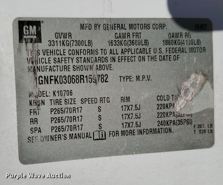 image for item OA9150 2008 Chevrolet  Tahoe Fire SUV