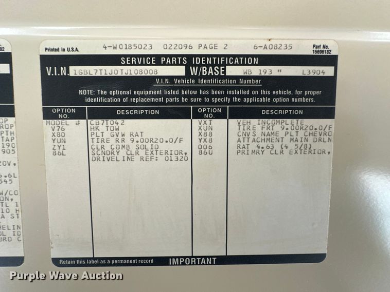 image for item OA9642 1996 Blue Bird school bus