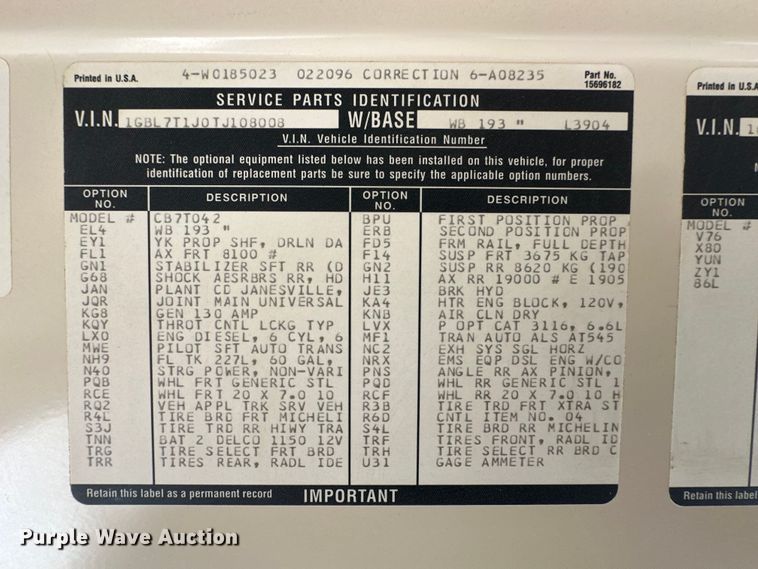 image for item OA9642 1996 Blue Bird school bus