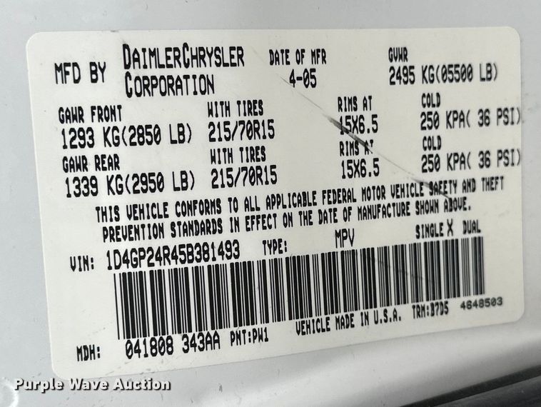 image for item OE9144 2005 Dodge Grand Caravan  van