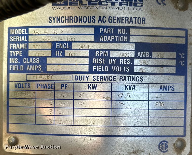 image for item OE9161 Marathon Electric 361PSL1602 generator