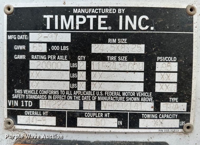 image for item DG4402 1997 Tempte grain trailer
