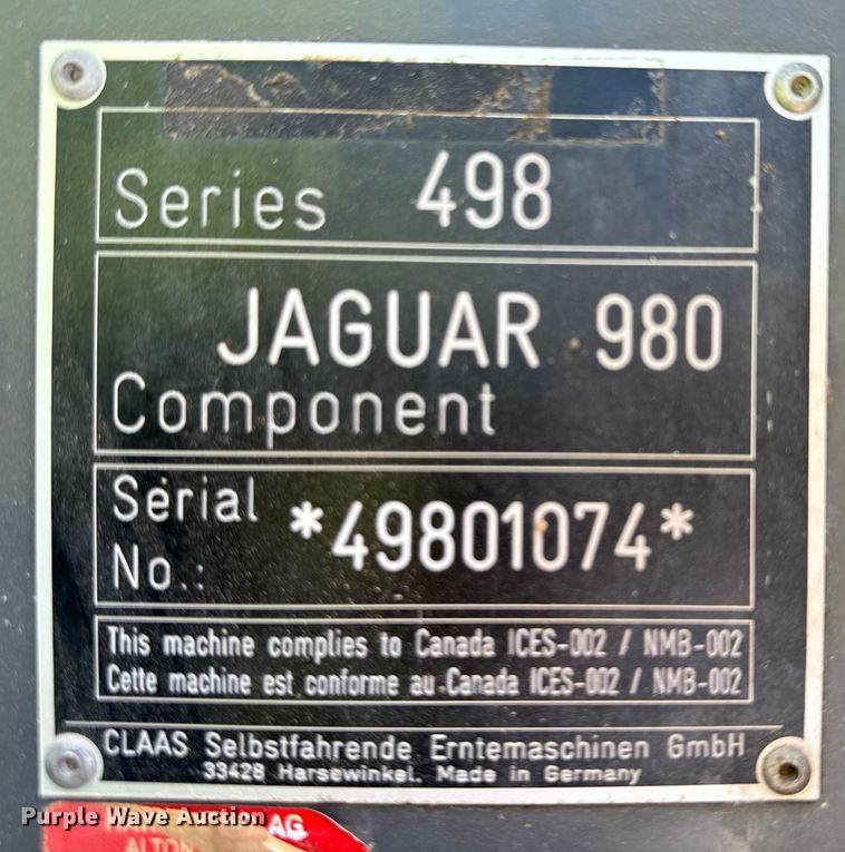 image for item DK6830 2018 Claas Jaguar 980 forage harvester