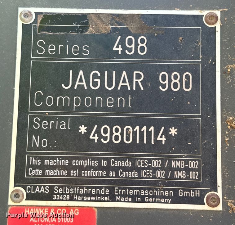image for item DK6831 2018 Claas Jaguar 980 forage harvester