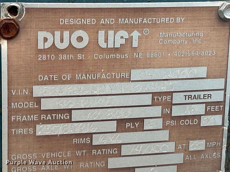 image for item EK4145 2000 Duo Lift 464014E sprayer trailer