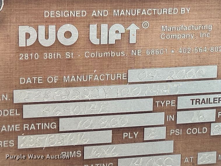 image for item EK4145 2000 Duo Lift 464014E sprayer trailer