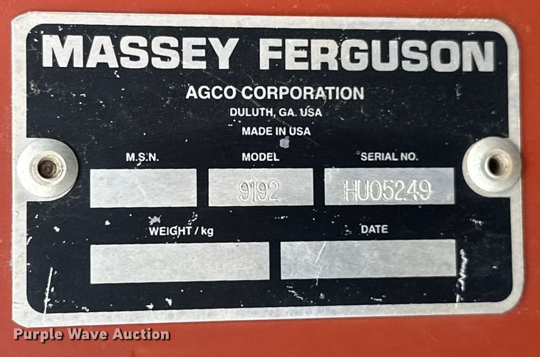 image for item NR9772 2009 Massey Ferguson  9635 swather / windrower