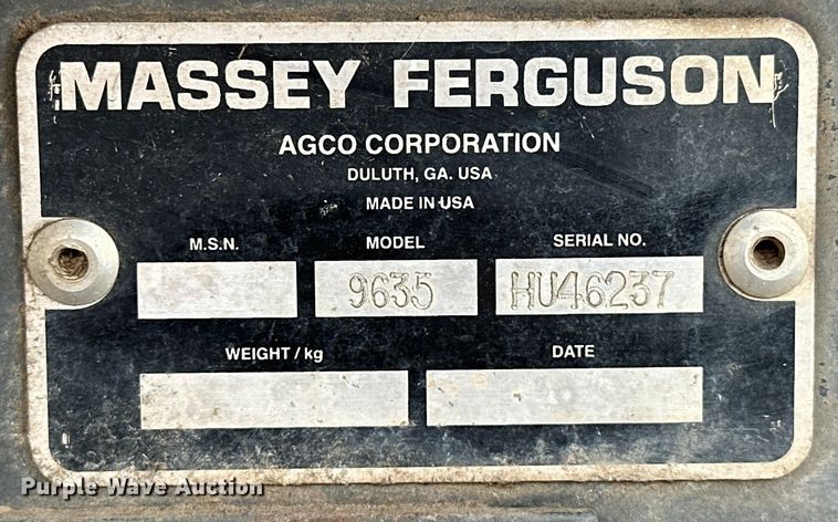 image for item NR9772 2009 Massey Ferguson  9635 swather / windrower