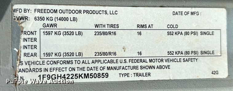 image for item NR9869 Freedom 42G hay bale trailer