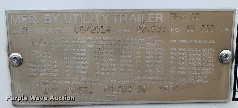 image for item DM7849 2015 Utility VS2RA refrigerated van trailer