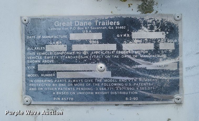 image for item DR4768 1998 Great Dane  7411TJW0A dry van trailer