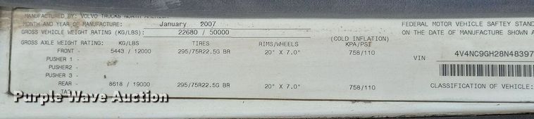 image for item DR7875 2008 Volvo VN Series semi truck