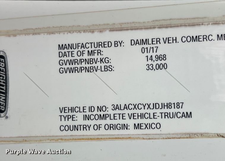 image for item DS3028 2018 Freightliner  M2 106 hook lift truck