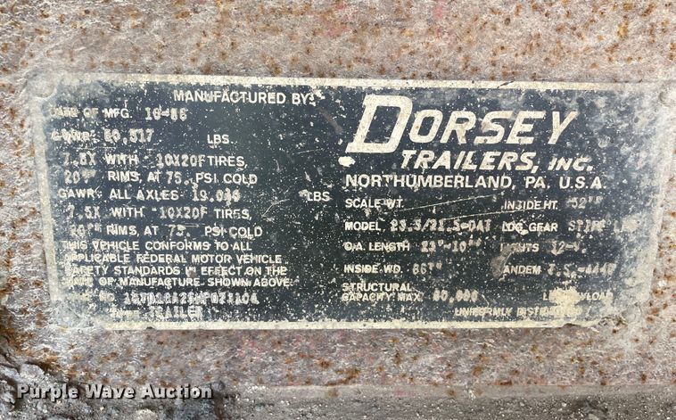 image for item DS5471 1987 Dorsey end dump trailer