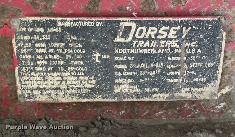 image for item DS5472 1987 Dorsey  end dump trailer