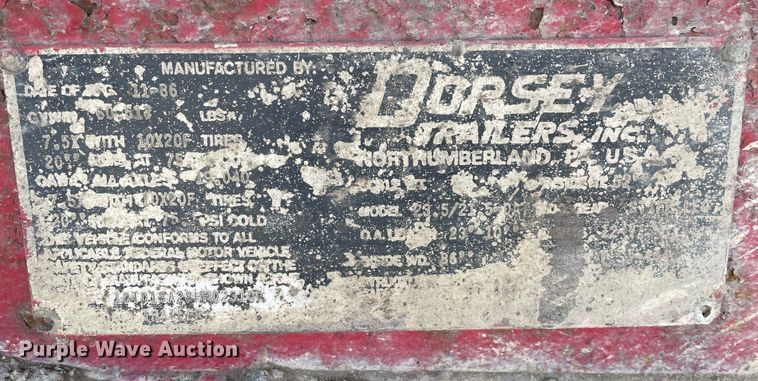 image for item DS5475 1987 Dorsey end dump trailer