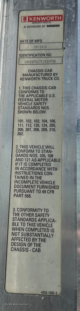 image for item EG1481 2015 Kenworth  T800 tank truck