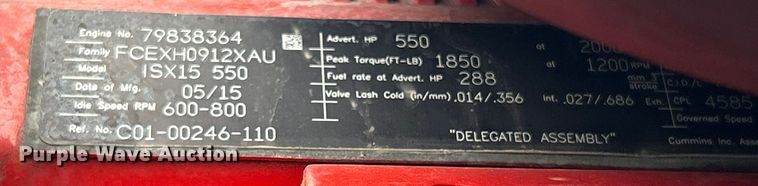 image for item EG1507 2016 Freightliner  Cascadia semi truck