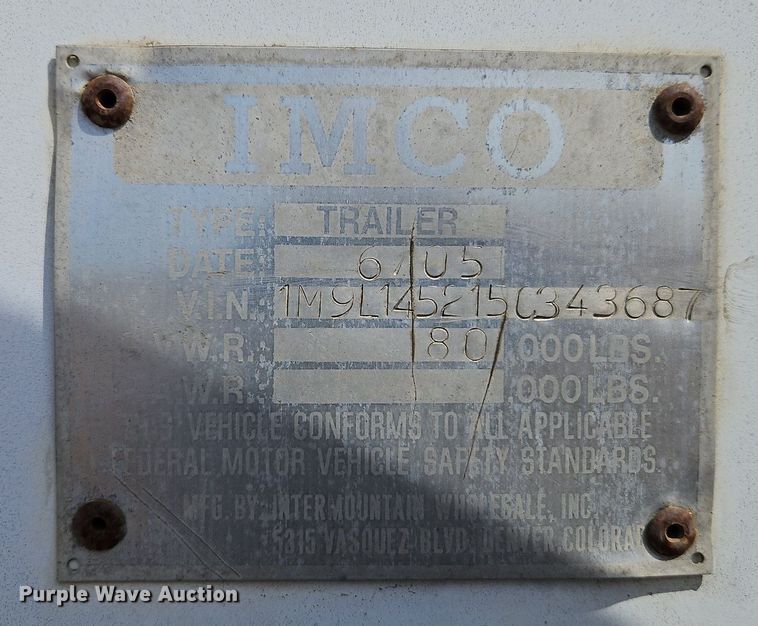 image for item EI3748 2005 IMCO walking floor trailer