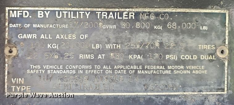 image for item EJ6326 2010 Utility FS2CDHA drop deck equipment trailer