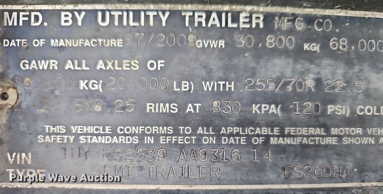 image for item EJ6326 2010 Utility FS2CDHA drop deck equipment trailer