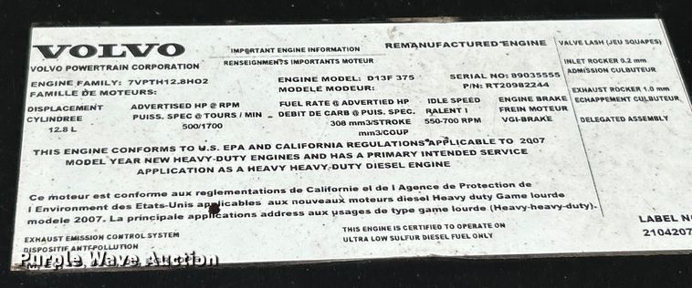 image for item EK4532 2008 Volvo VNM semi truck