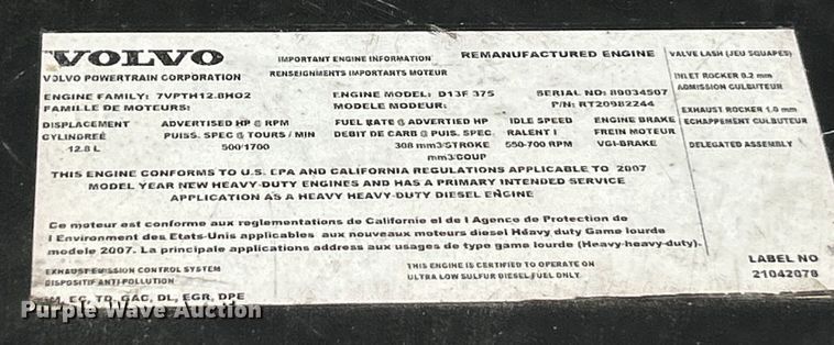 image for item EK4533 2009 Volvo VNM semi truck