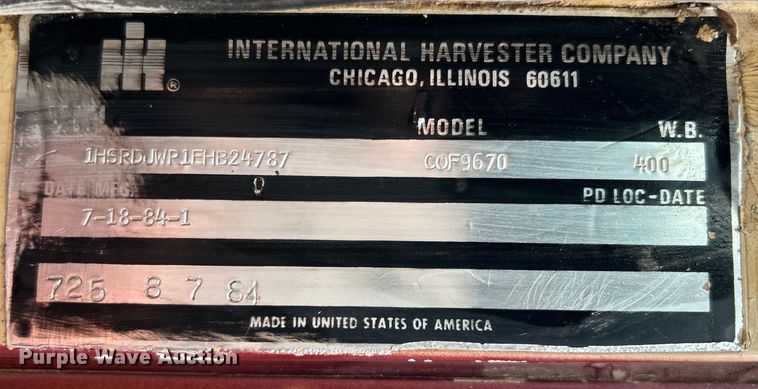 image for item EK4558 1984 International COF-9670 semi truck