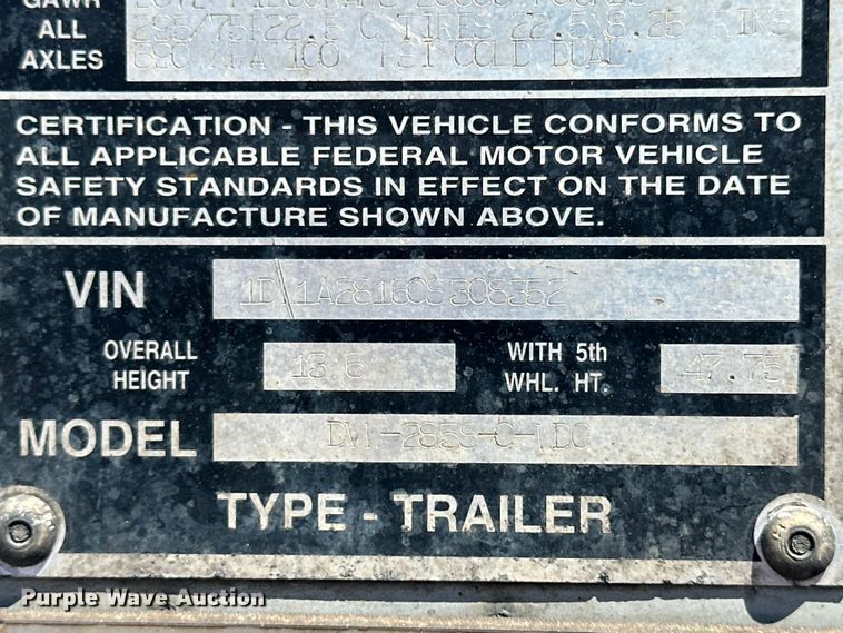 image for item OE9159 2012 Stoughton DVW-285S-C-WDC dry van trailer