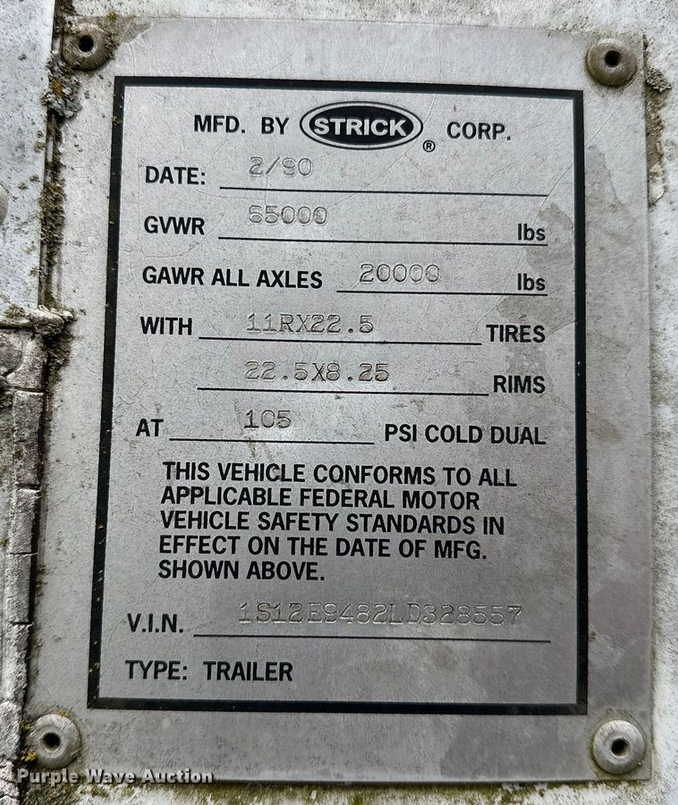 image for item OM9358 1990 Strick dry van trailer