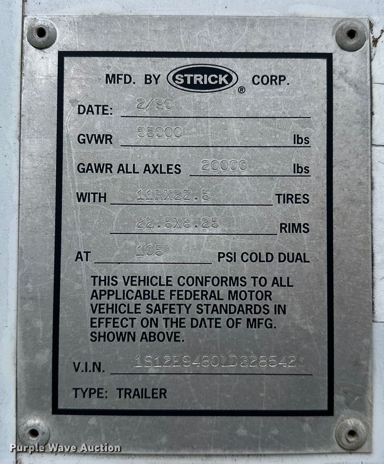 image for item OM9359 1990 Strick dry van trailer