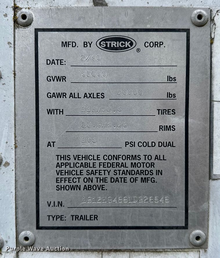 image for item OM9360 1990 Strick dry van trailer