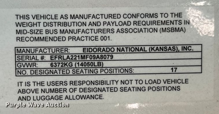 image for item DK7424 2016 Eldorado Aerotech Ford 220 shuttle bus