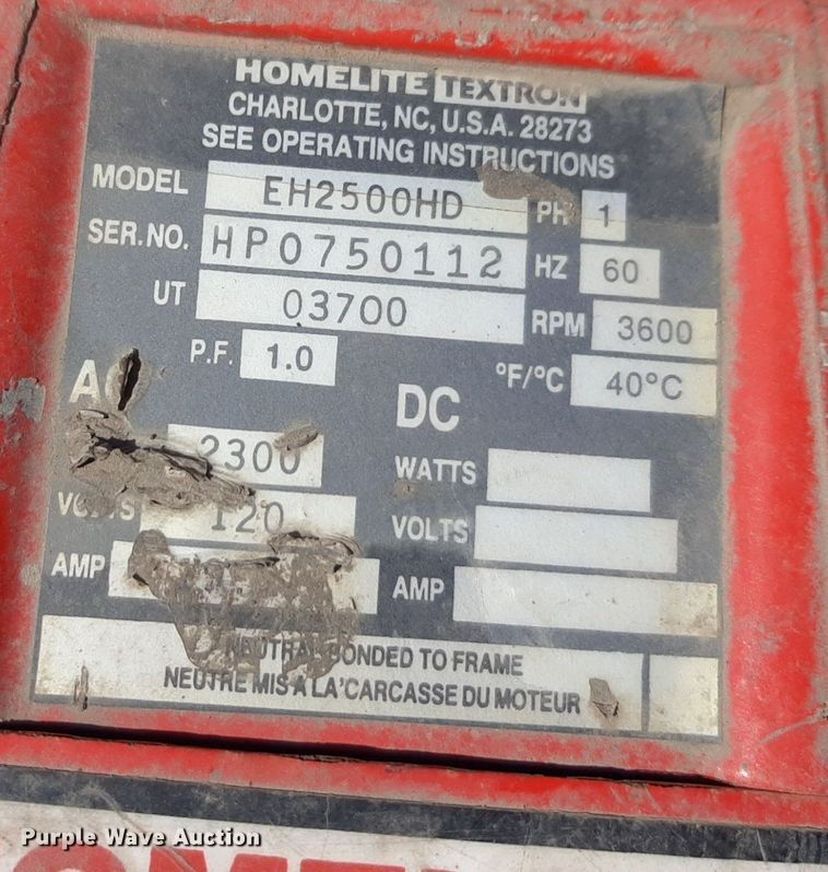 image for item DQ7017 (2)  Homelite 2500 generators