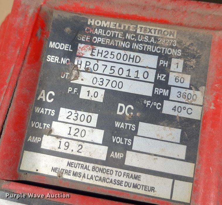 image for item DQ7017 (2)  Homelite 2500 generators