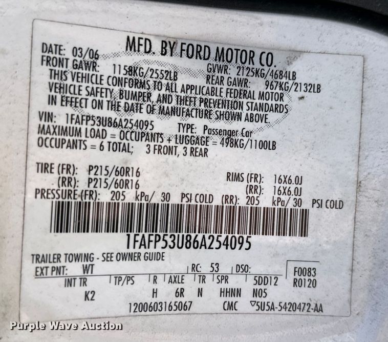 image for item NH9205 2006 Ford Taurus 