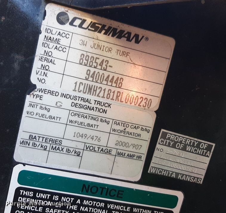 image for item NH9212 (2) Cushman golf carts