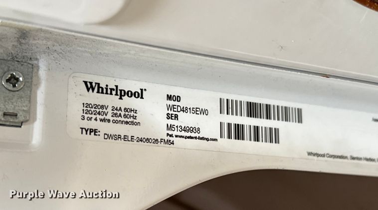 image for item NH9228 Whirlpool WED4815EWO dryer