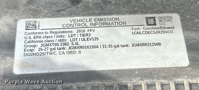 image for item NV9105 2018 Chevrolet  Tahoe Police SUV