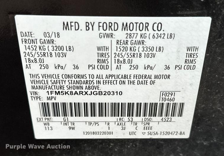 image for item NV9114 2018 Ford  Explorer Police Interceptor  SUV