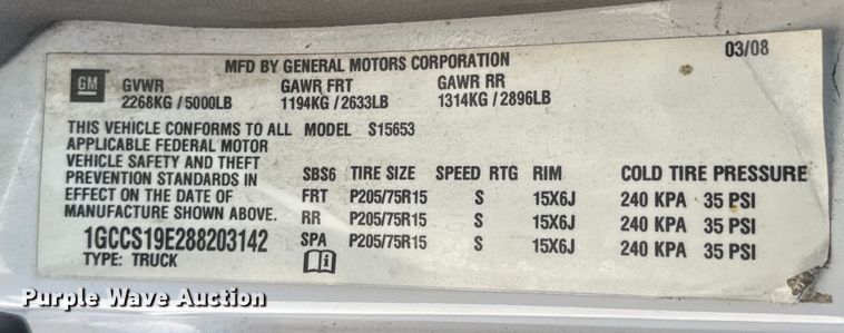 image for item NV9121 2008 Chevrolet Colorado Ext. Cab pickup truck