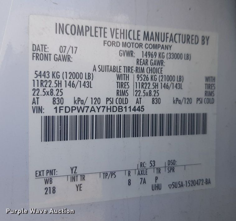 image for item NV9150 2017 Ford F750 Super Duty utility / service truck