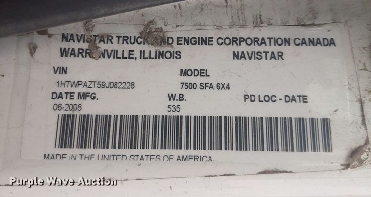 image for item NV9152 2009 International 7500 SFA dump truck