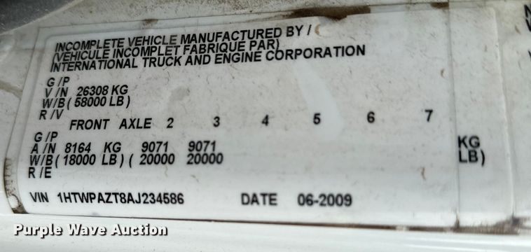 image for item NV9170 2010 International  7500 SFA dump truck